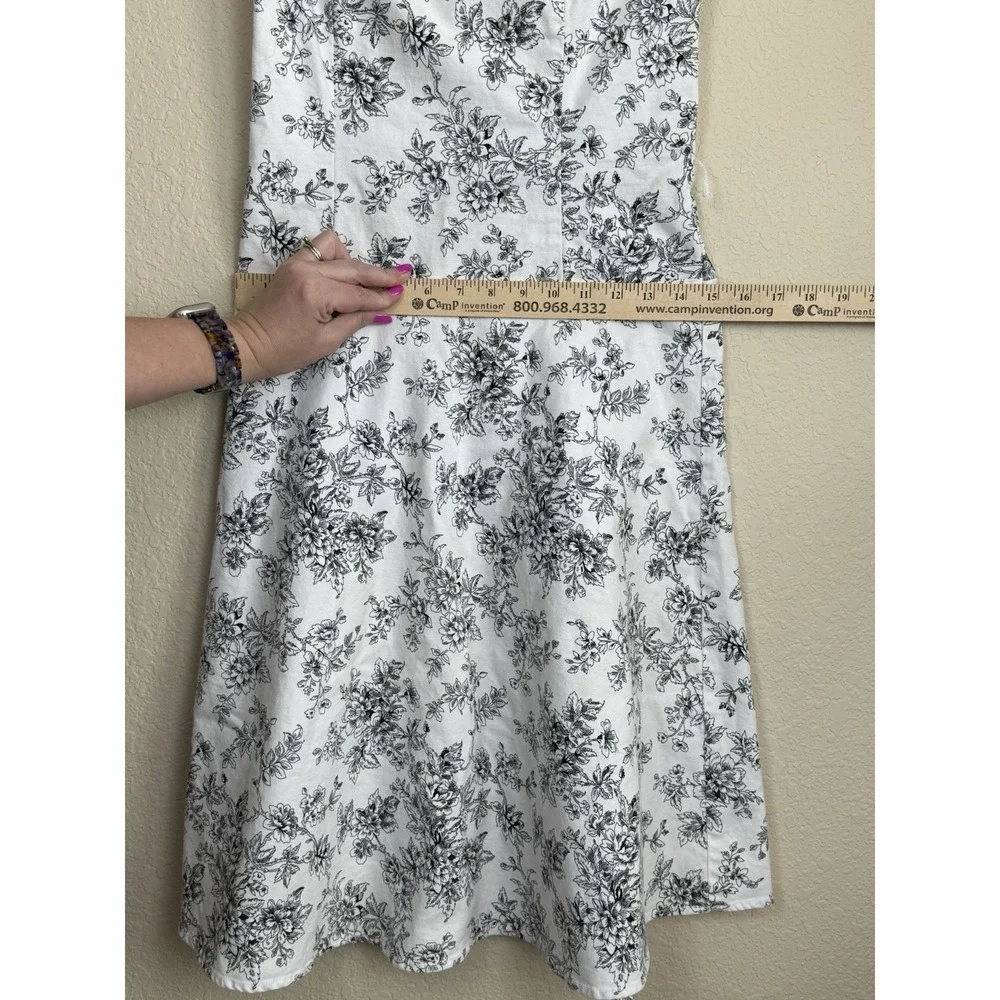 Vtg Studio Y Black/White Floral Toile Strapless Fit And Flare Dress Sz S *read - Picture 4 of 8